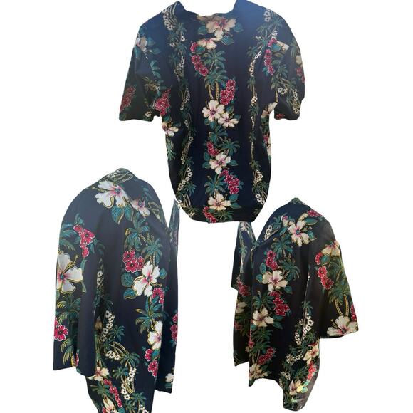 Palm Bay Hawaii Hawaiian Shirt Abstract Watercolor Wood Buttons Tiki Mens XL - Picture 2 of 3